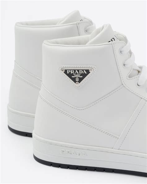 prada high top sneakers white|Prada leather high top sneakers.